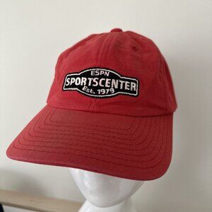 Red ESPN Sportscenter Hat Vintage 100% Cotton Adjustable